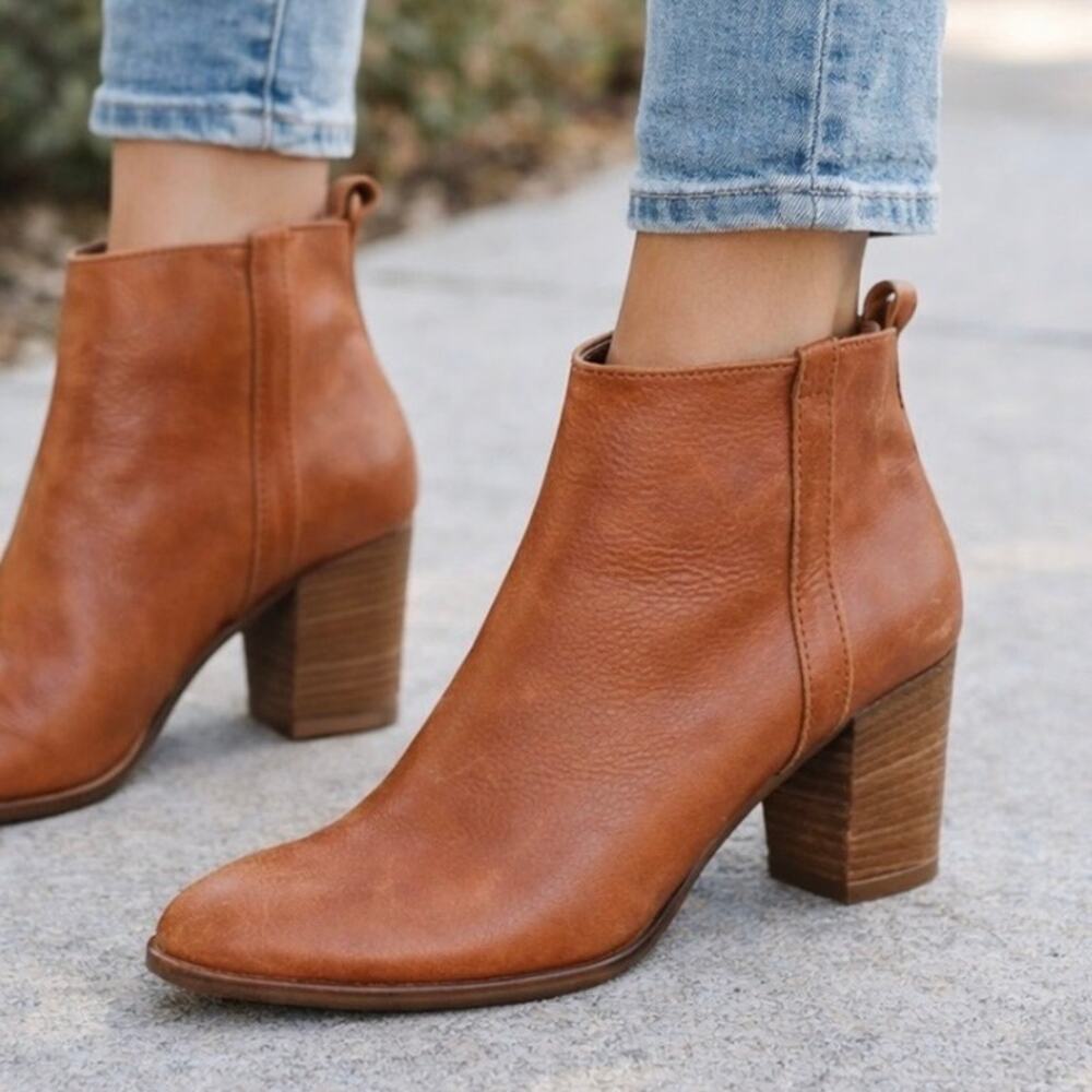 MADEWELL | Billie Ankle Boot Bootie Stacked Heel Rounded Point Toe | Size 10